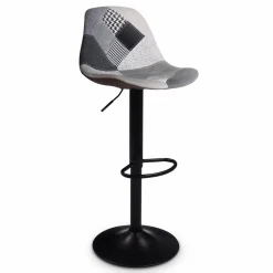 Lot de 2 tabourets de bar noirs réglables patchworks noirs, gris et blancs*IDMarket Online