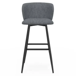Lot de 4 tabourets de bar assise en tissu gris foncé et pieds en métal noir*IDMarket Online
