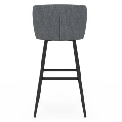 Lot de 4 tabourets de bar assise en tissu gris foncé et pieds en métal noir*IDMarket Online