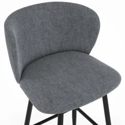 Lot de 4 tabourets de bar assise en tissu gris foncé et pieds en métal noir*IDMarket Online