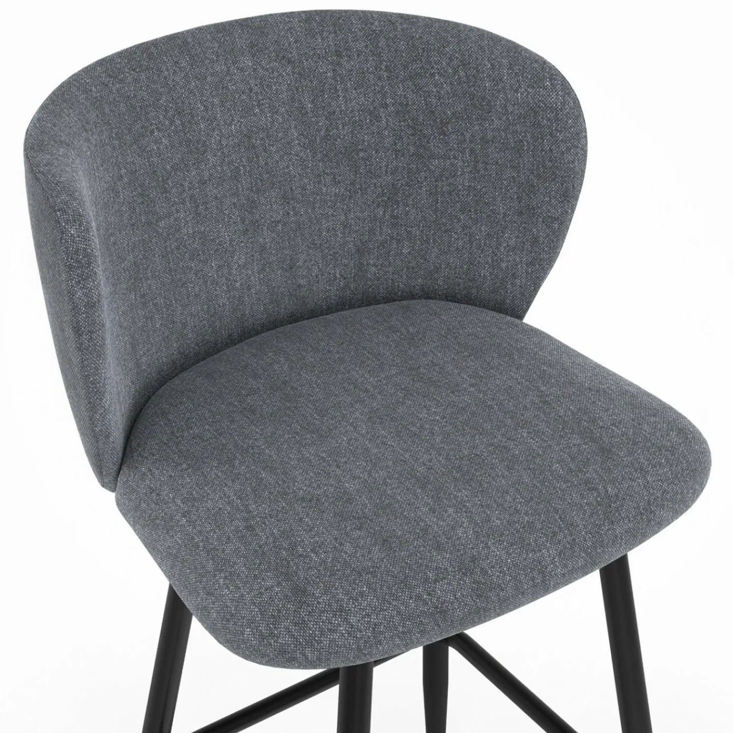 Lot de 4 tabourets de bar assise en tissu gris foncé et pieds en métal noir*IDMarket Online