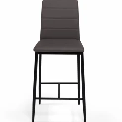 Lot de 4 tabourets de bar en PVC gris rembourrés*IDMarket New