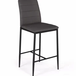 Lot de 4 tabourets de bar en PVC gris rembourrés*IDMarket New