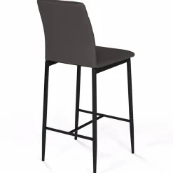 Lot de 4 tabourets de bar en PVC gris rembourrés*IDMarket New