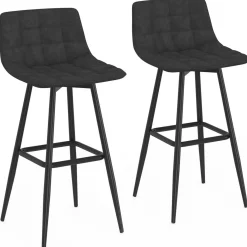 Lot de 2 tabourets de bar en velours noir*IDMarket Best