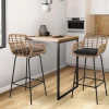 Lot de 2 tabourets de bar avec accoudoirs effet rotin beige pieds métal noir*IDMarket Hot