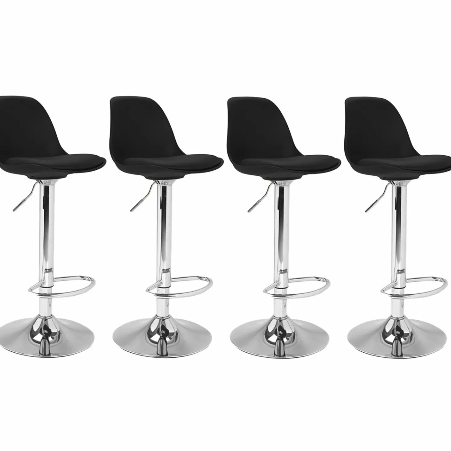 Lot de 4 tabourets de bar noir réglables pied métal*IDMarket Sale