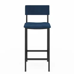 Lot de 4 tabourets de bar en velours et métal mix color : bleu, gris et jaune*IDMarket