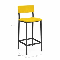 Lot de 4 tabourets de bar en velours et métal mix color : bleu, gris et jaune*IDMarket