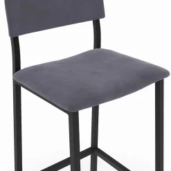 Lot de 4 tabourets de bar en velours et métal mix color : bleu, gris et jaune*IDMarket