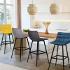 Lot de 4 tabourets de bar matelassés en velours mix color*IDMarket Outlet