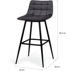Lot de 4 tabourets de bar matelassés en velours mix color*IDMarket Outlet