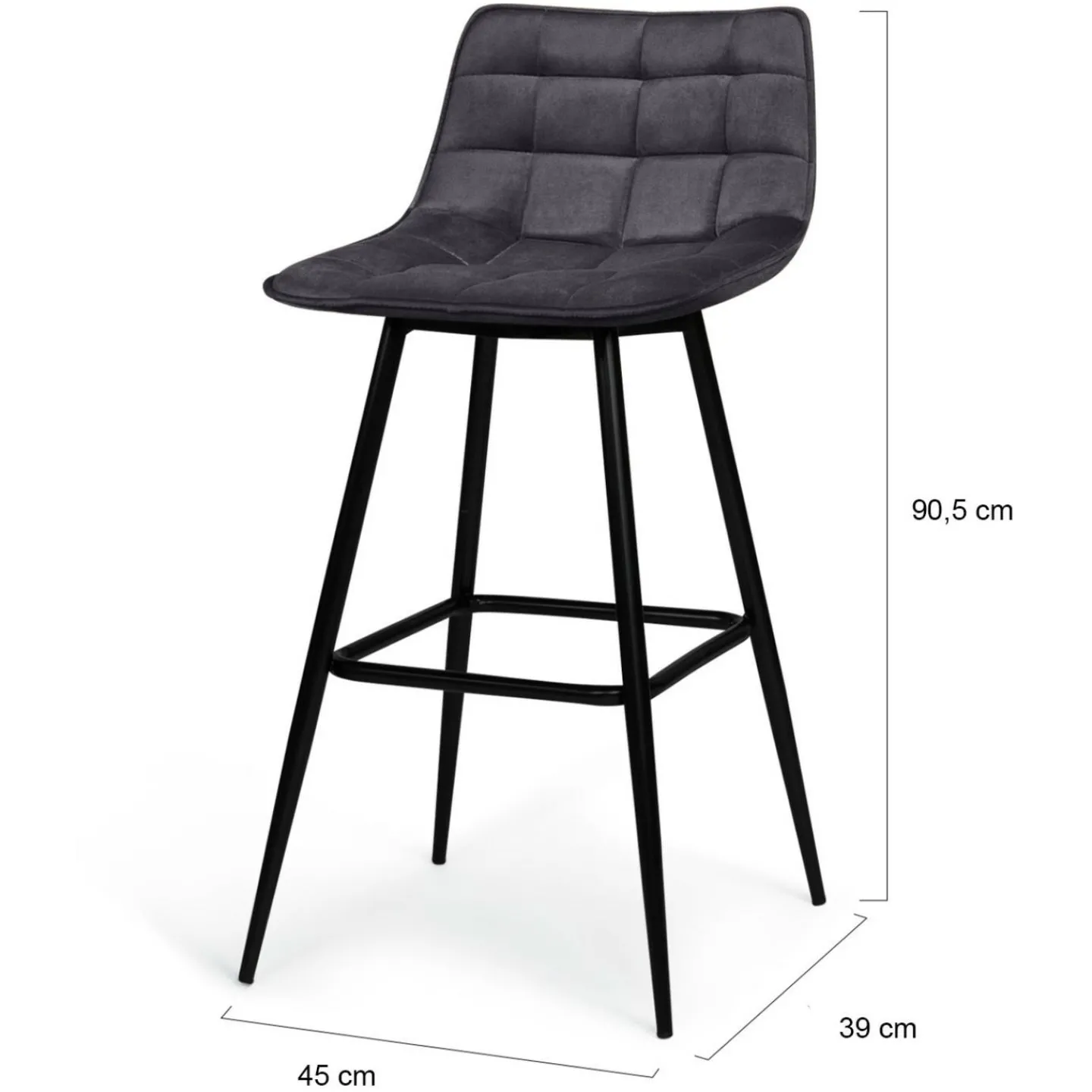 Lot de 4 tabourets de bar matelassés en velours mix color*IDMarket Outlet
