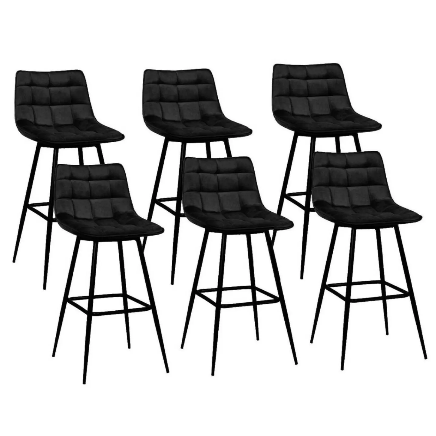 Lot de 6 tabourets de bar en velours noir*IDMarket Best