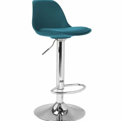 Lot de 4 tabourets de bar bleu canard réglables pied métal*IDMarket Best