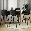 Lot de 4 tabourets de bar en velours noir avec accoudoirs*IDMarket Online