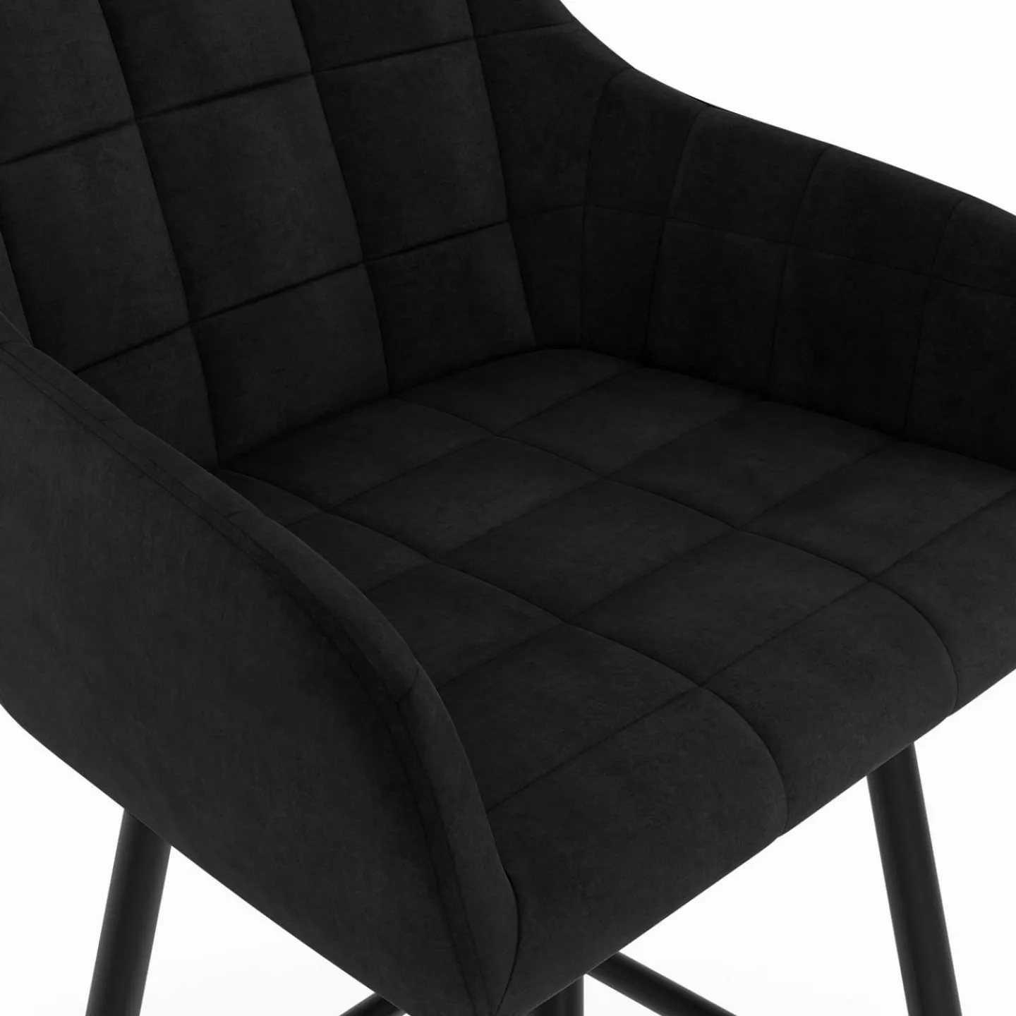 Lot de 4 tabourets de bar en velours noir avec accoudoirs*IDMarket Online