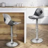 Lot de 2 tabourets de bar design pied chromé assise patchwork noir, gris et blanc*IDMarket Discount