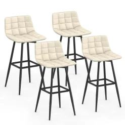 Lot de 4 tabourets de bar beige et confortable*IDMarket Online
