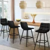 Lot de 4 tabourets de bar en velours noir*IDMarket Outlet