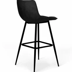 Lot de 4 tabourets de bar en velours noir*IDMarket Outlet
