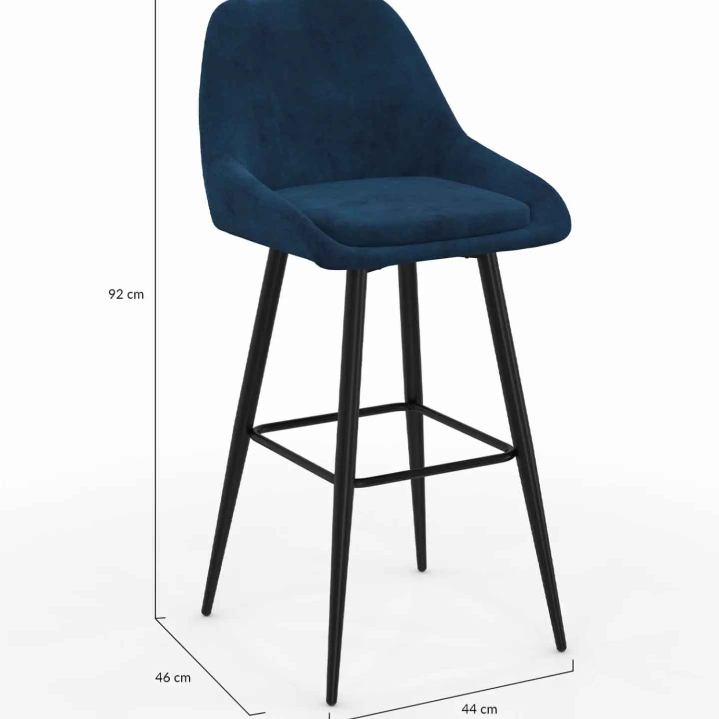 Lot de 4 tabourets de bar en velours mix color : bleu, gris et jaune*IDMarket Sale