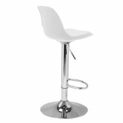Lot de 4 tabourets de bar blanc réglables pied métal*IDMarket Sale