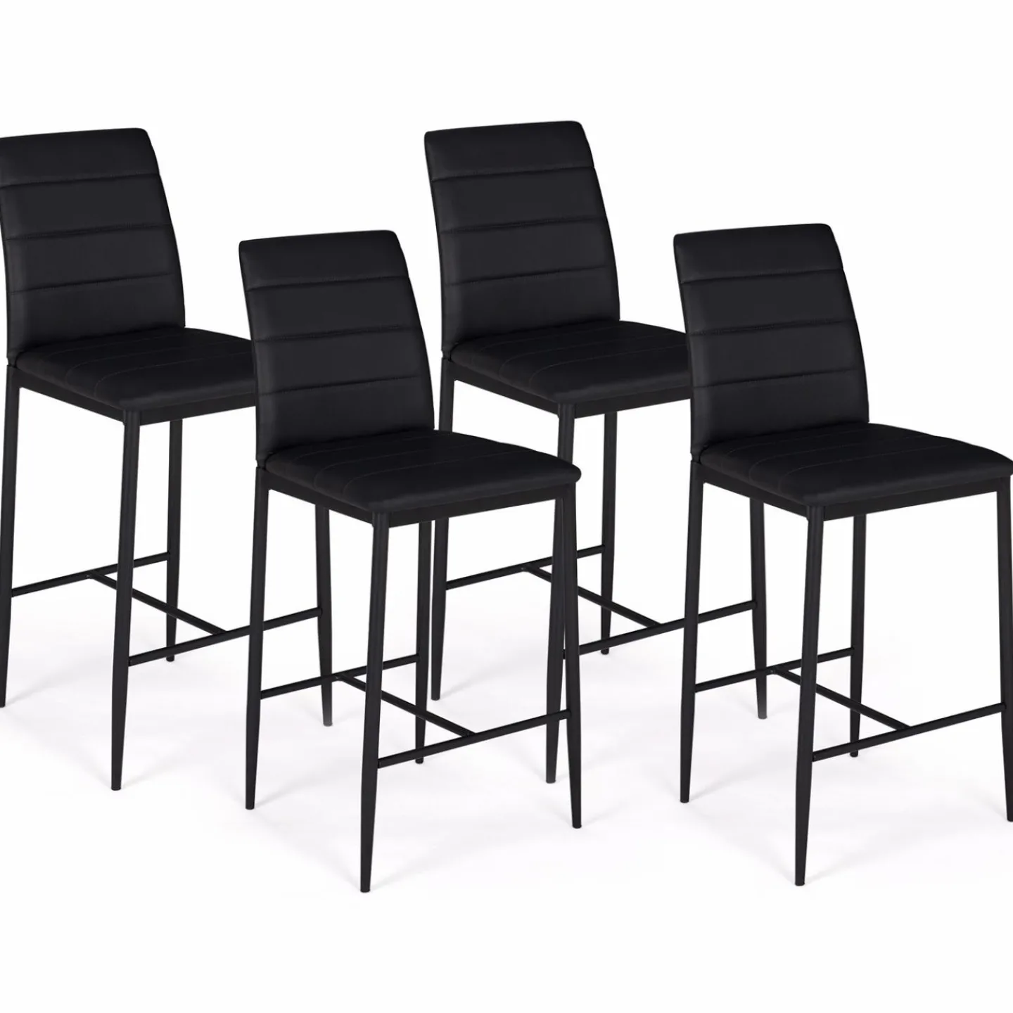 Lot de 4 tabourets de bar en PVC noir rembourrés*IDMarket Best