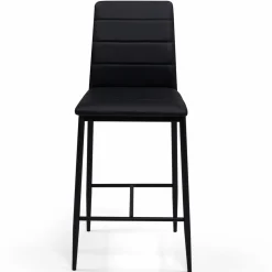 Lot de 4 tabourets de bar en PVC noir rembourrés*IDMarket Best