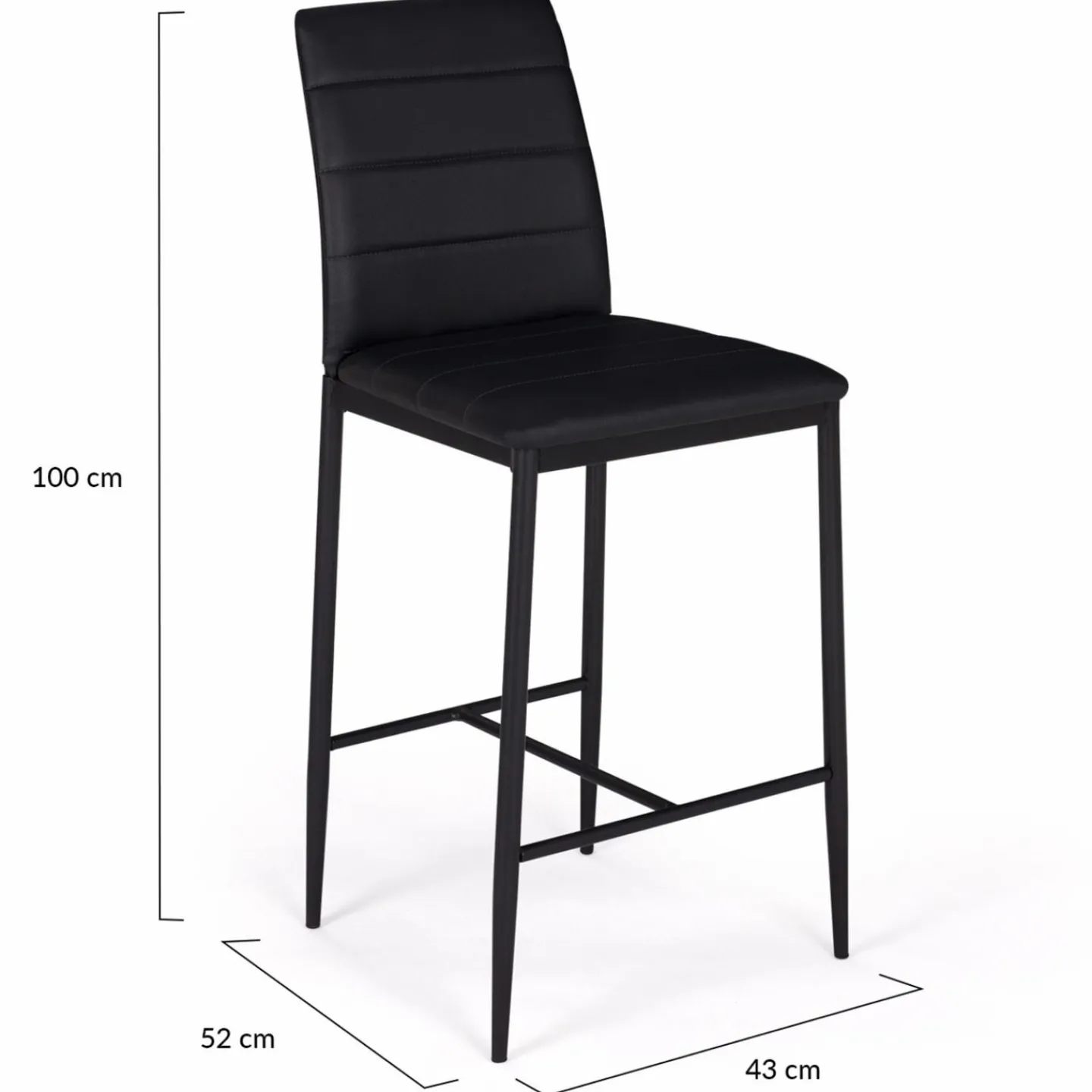 Lot de 4 tabourets de bar en PVC noir rembourrés*IDMarket Best