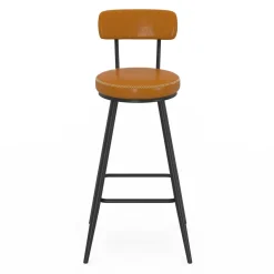 Lot de 4 tabourets de bar effet cuir marron et pieds métal*IDMarket