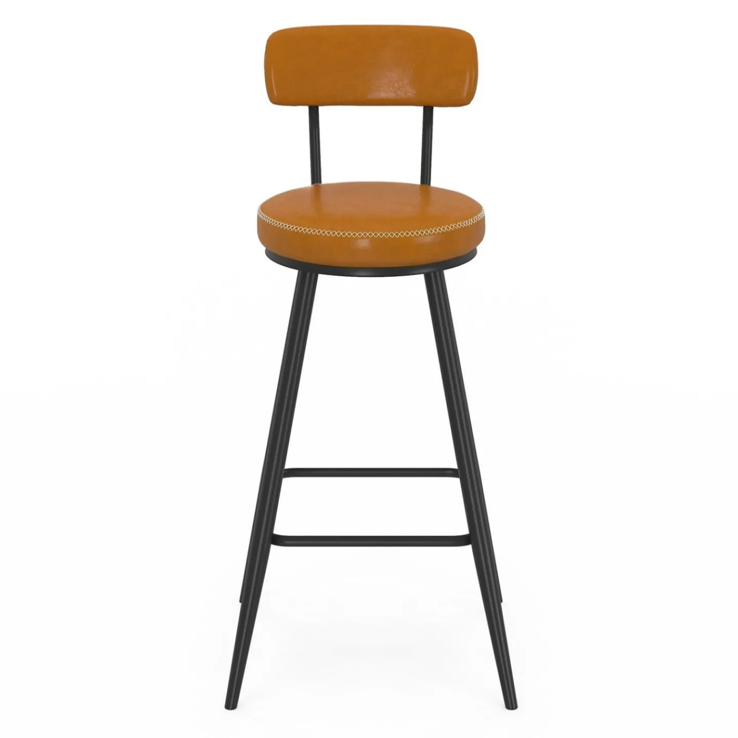 Lot de 4 tabourets de bar effet cuir marron et pieds métal*IDMarket