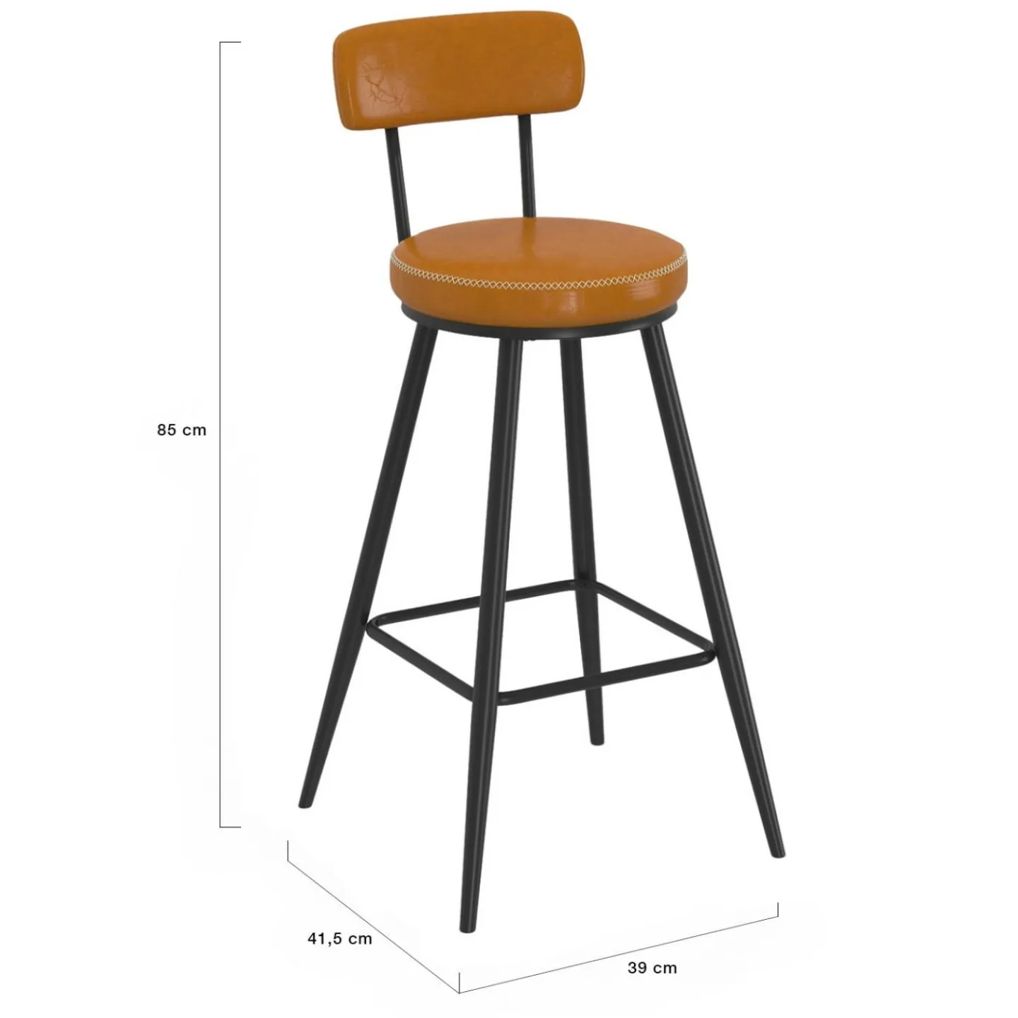 Lot de 4 tabourets de bar effet cuir marron et pieds métal*IDMarket
