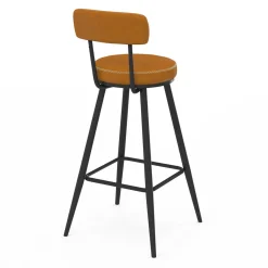 Lot de 4 tabourets de bar effet cuir marron et pieds métal*IDMarket