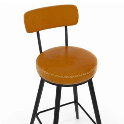 Lot de 4 tabourets de bar effet cuir marron et pieds métal*IDMarket