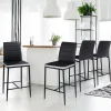 Lot de 4 tabourets de bar en PVC noir avec bande blanche*IDMarket Best