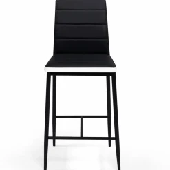 Lot de 4 tabourets de bar en PVC noir avec bande blanche*IDMarket Best