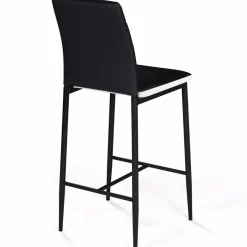 Lot de 4 tabourets de bar en PVC noir avec bande blanche*IDMarket Best
