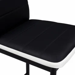 Lot de 4 tabourets de bar en PVC noir avec bande blanche*IDMarket Best