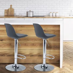 Lot de 2 tabourets de bar Karl design gris*IDMarket Outlet