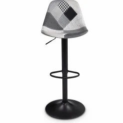 Lot de 4 tabourets de bar design patchworks noir, gris et blanc*IDMarket Clearance