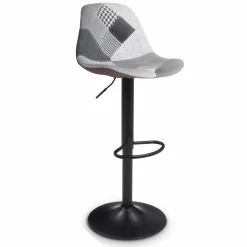 Lot de 4 tabourets de bar design patchworks noir, gris et blanc*IDMarket Clearance