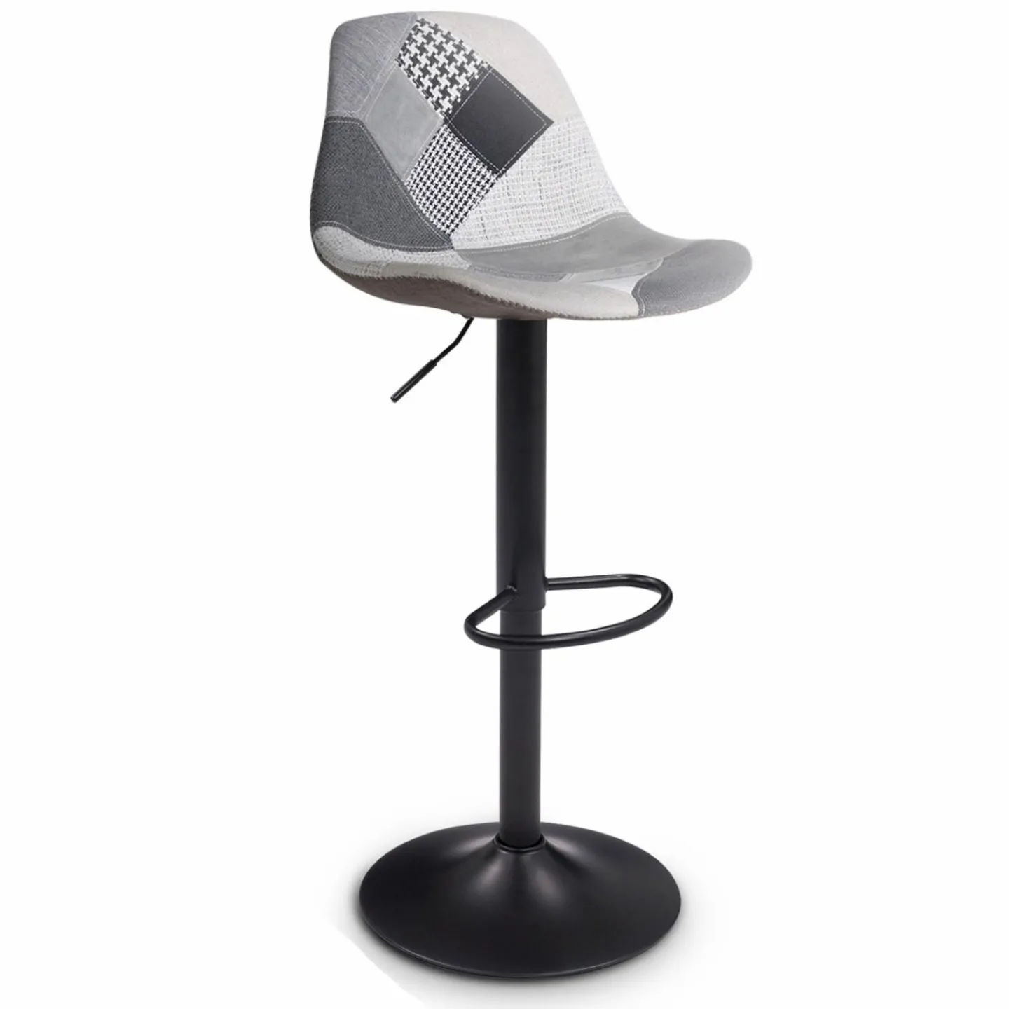 Lot de 4 tabourets de bar design patchworks noir, gris et blanc*IDMarket Clearance