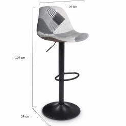 Lot de 4 tabourets de bar design patchworks noir, gris et blanc*IDMarket Clearance