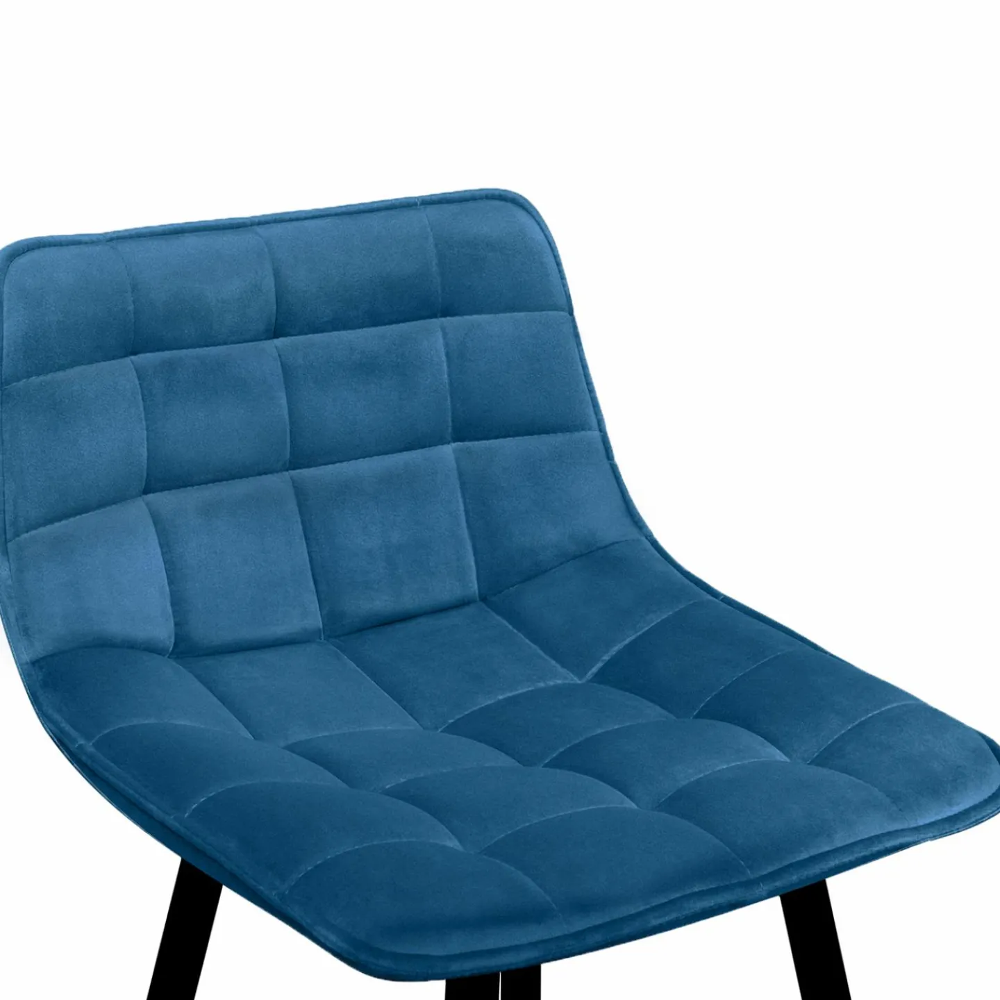 Lot de 4 tabourets en velours bleu canard matelassé*IDMarket Online