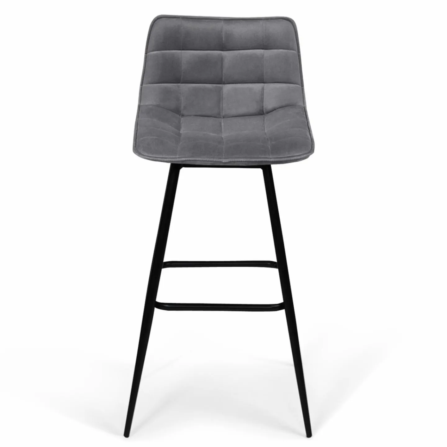 Lot de 4 tabourets gris clair en velours matelassé*IDMarket Outlet