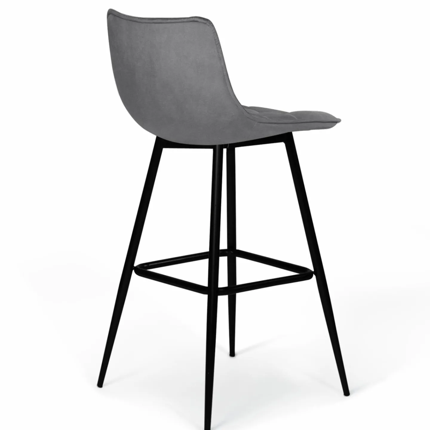 Lot de 4 tabourets gris clair en velours matelassé*IDMarket Outlet