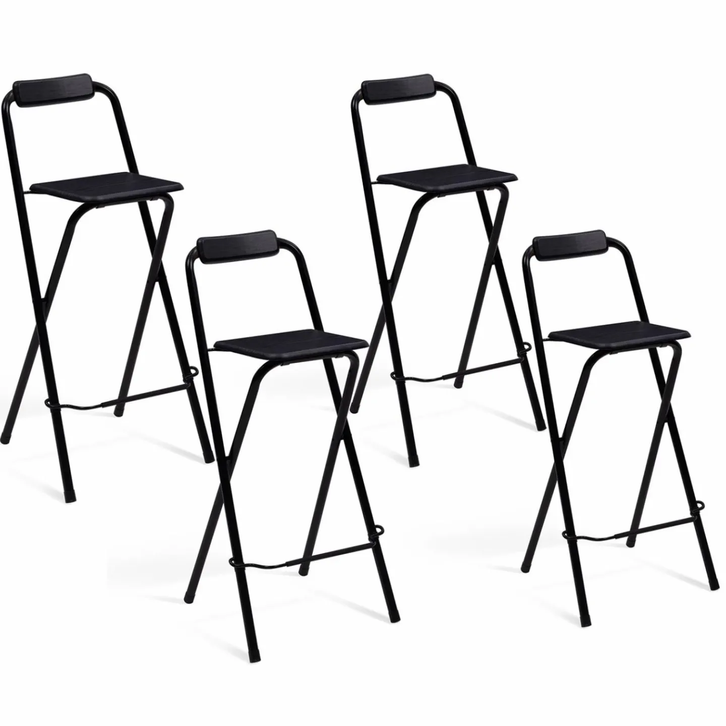Lot de 4 tabourets hauts pliants noirs*IDMarket