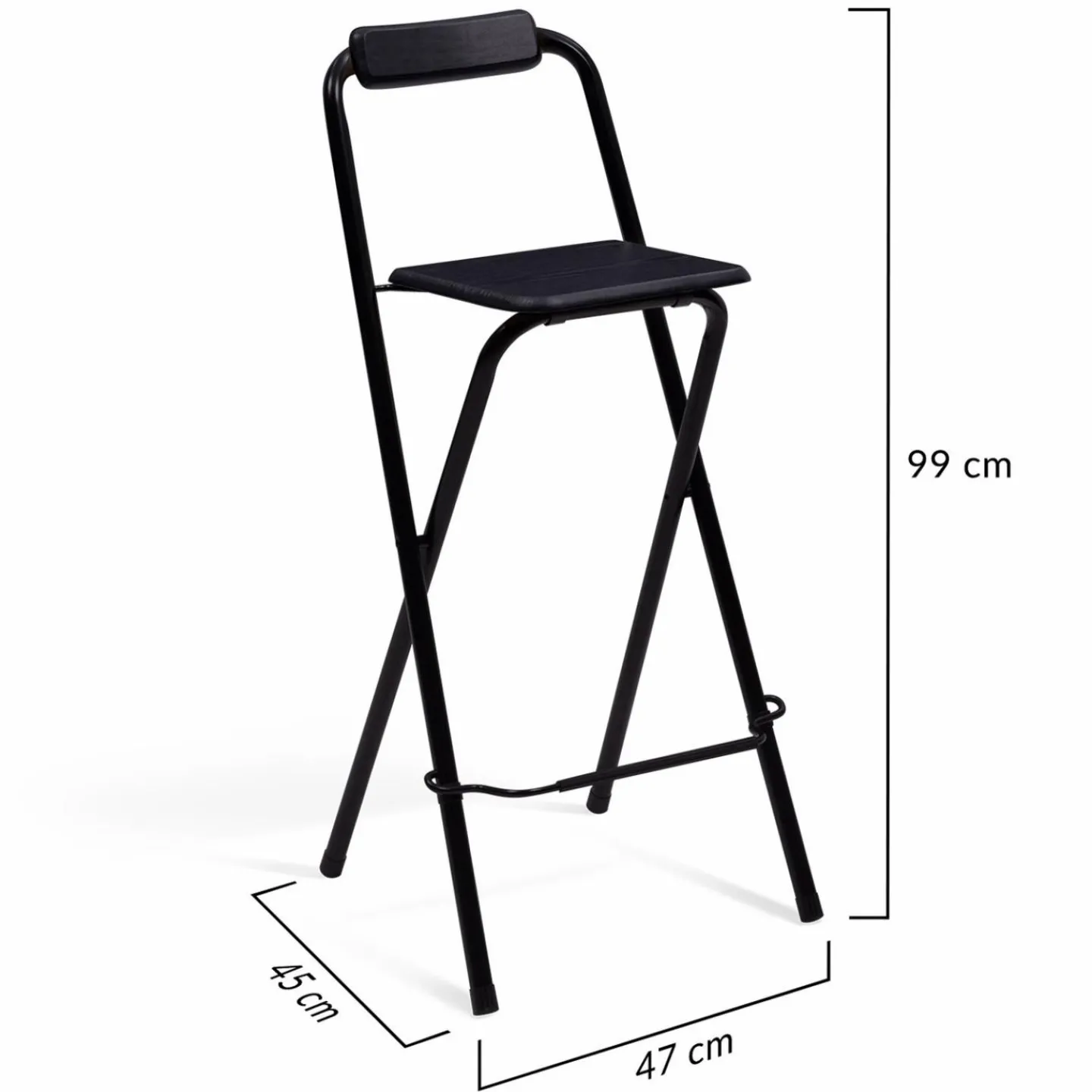 Lot de 4 tabourets hauts pliants noirs*IDMarket