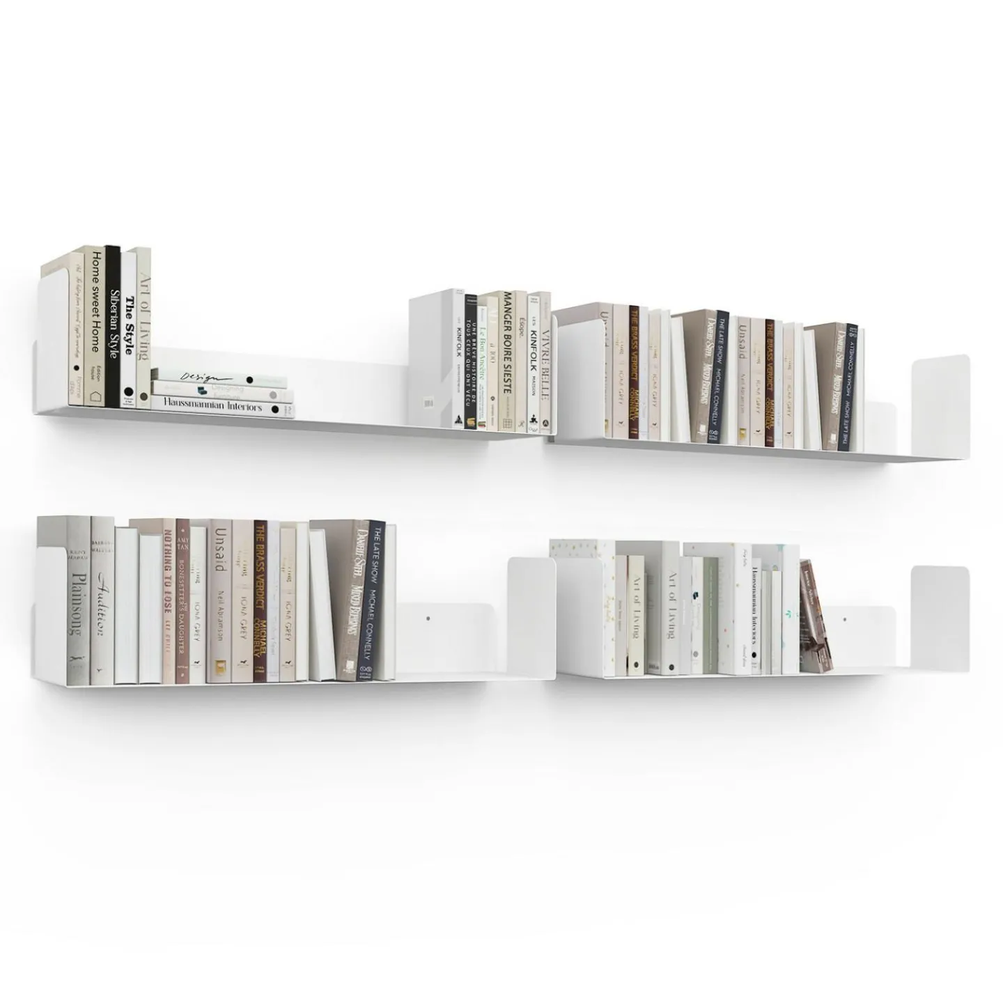 Lot de 4 étagères blanches 60x15 cm pour livres*IDMarket Outlet